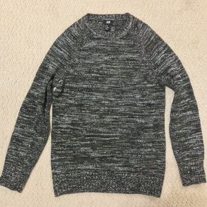 H&M Textured Knit Sweater XS - Dark Green / White